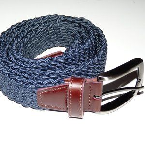 J&M HAND CRAFTED BLUE NAVY BRAIDED DESIGNER MENS CASUAL BELT SIZE: 36